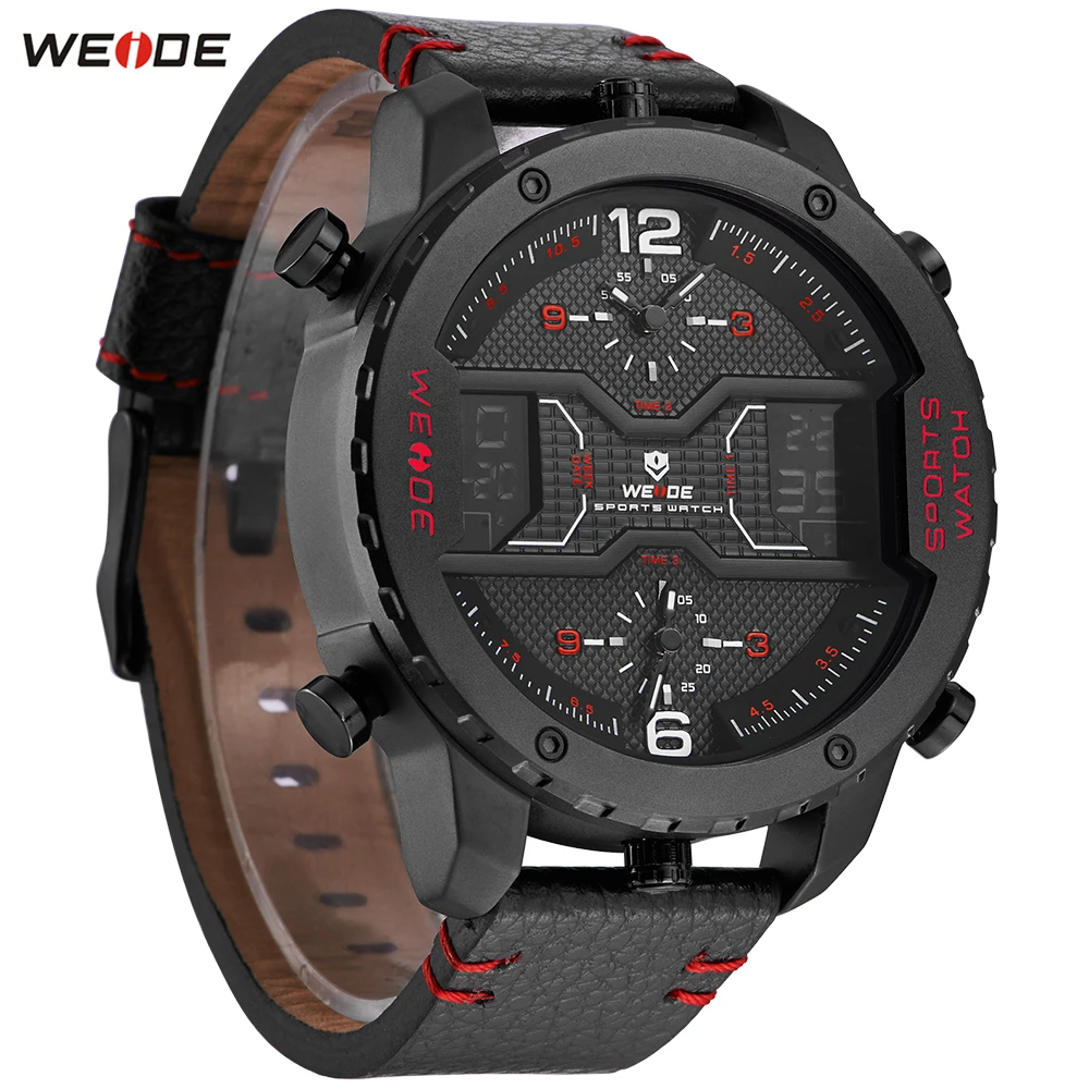 Часы WEIDE мужские классические кварцевые с ремешком из натуральной кожи |