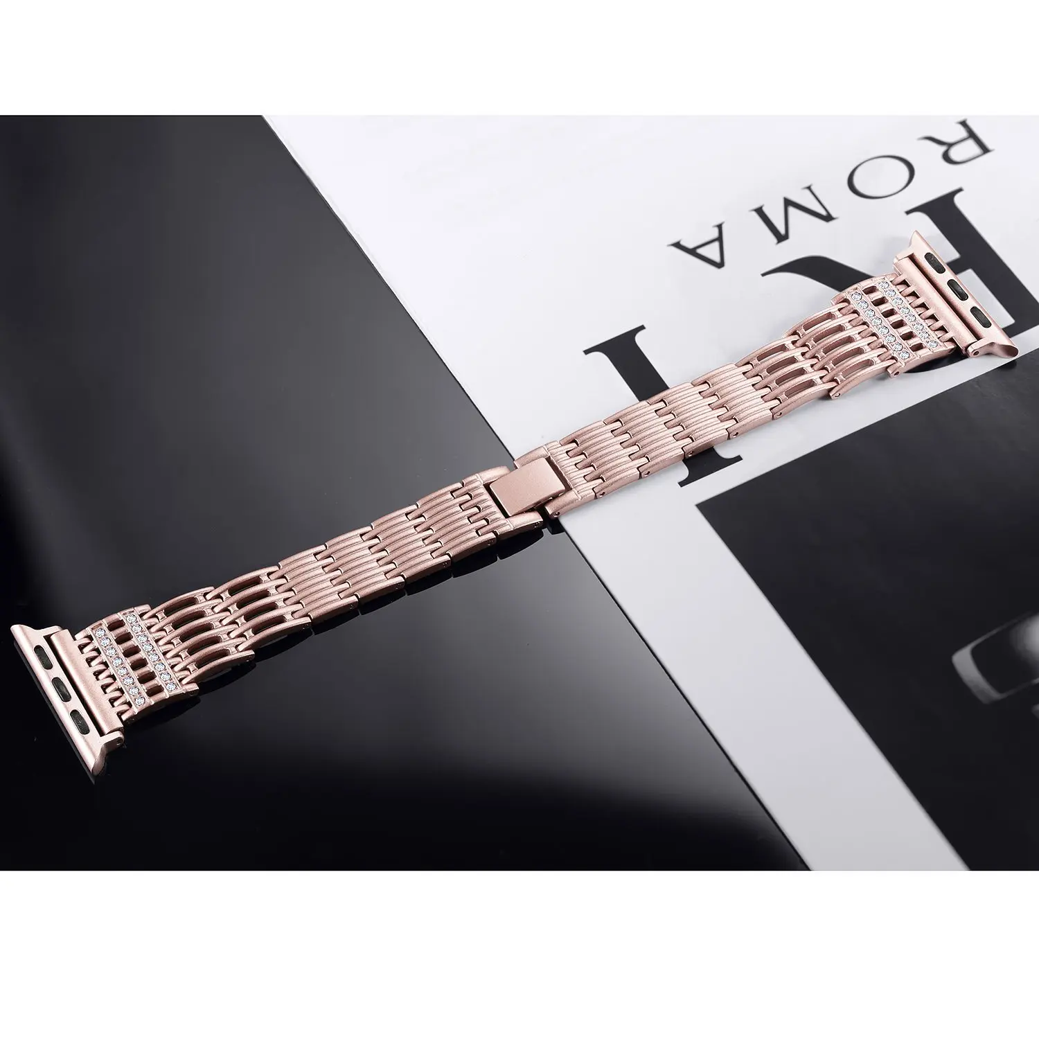 Бриллиантовый браслет для Apple Watch 38 мм 42 40 44 ремешок из нержавеющей стали Женский