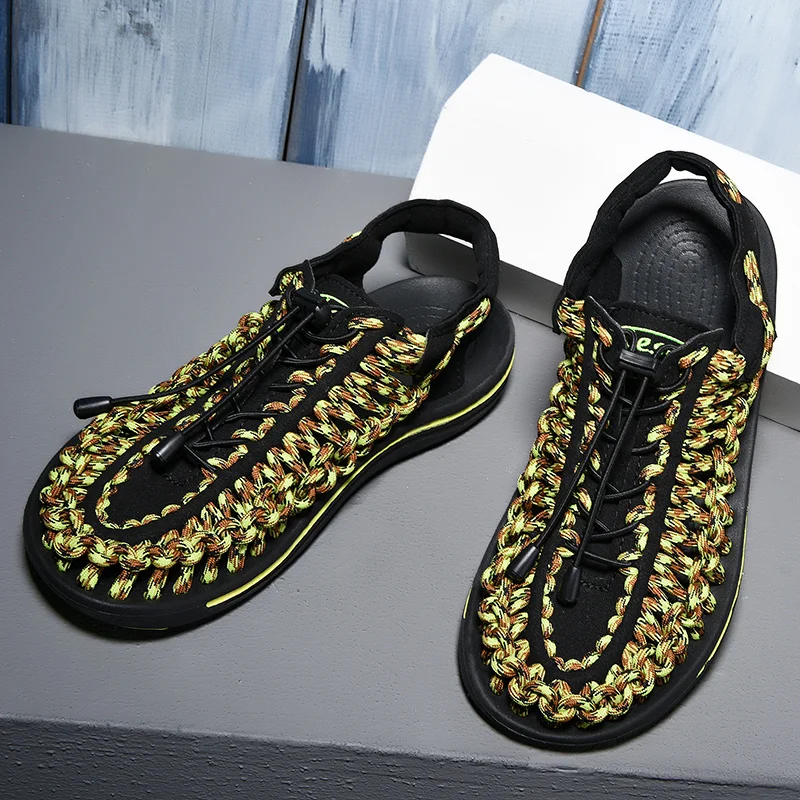 New Casual Men Soft Sandals Comfortable Men Summer Lycra Sandals Men Roman Summer Outside Home Beach Sandals Big Size DA0234
