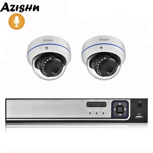 AZISHN 4MP H.265 8CH POE NVR домашняя система безопасности 4MP 3MP аудио запись Металл наружное видео наблюдение IP купольная камера комплект ONVIF - Color: 8CH NVR and 2 Camera