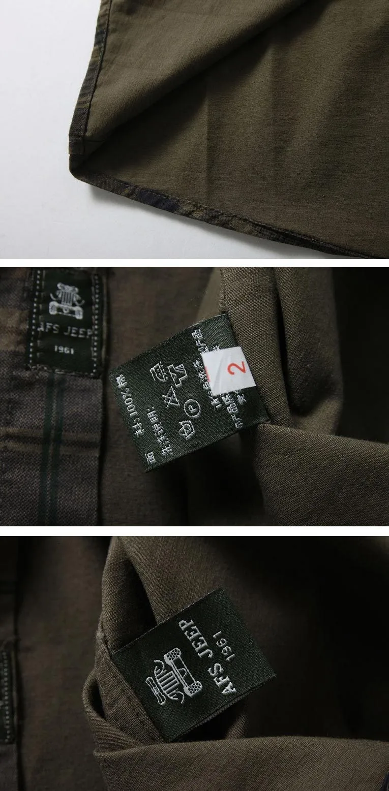 Весна Осень Повседневная мужская рубашка из хлопка с длинным рукавом camisetas masculinas клетчатые рубашки армейский зеленый хаки одежда A0749
