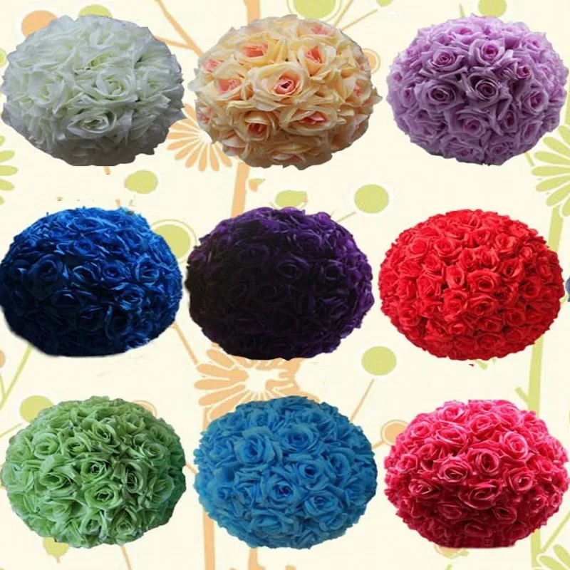 

12" 30CM Upscale Wedding Kissing Balls Artificial Encryption Rose Decorative Flower Ball for Festival Celebration Decorations