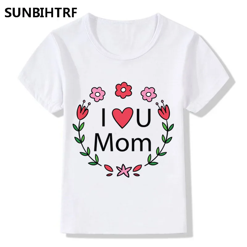 Футболка с надписью I LOVE MOM/DAD для больших мальчиков и девочек Детские футболки
