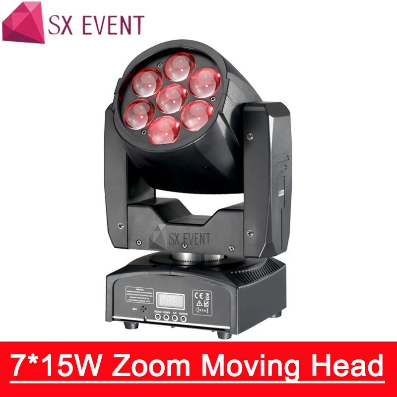 7*15 Вт zoom Подвижная головка профессиональное освещение dmx dj светодиодная Zoom 16 DMX