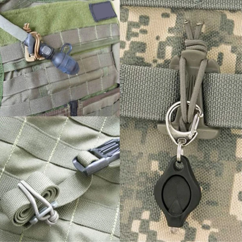 2 шт./компл. 4,5 см x 2,7 см нейлон+ ABS Пряжка Molle карабин для рюкзака, для повседневного использования, инструмент вставку внутрь эластичного ремешка ребристая Скоба Аксессуары для скалолазания