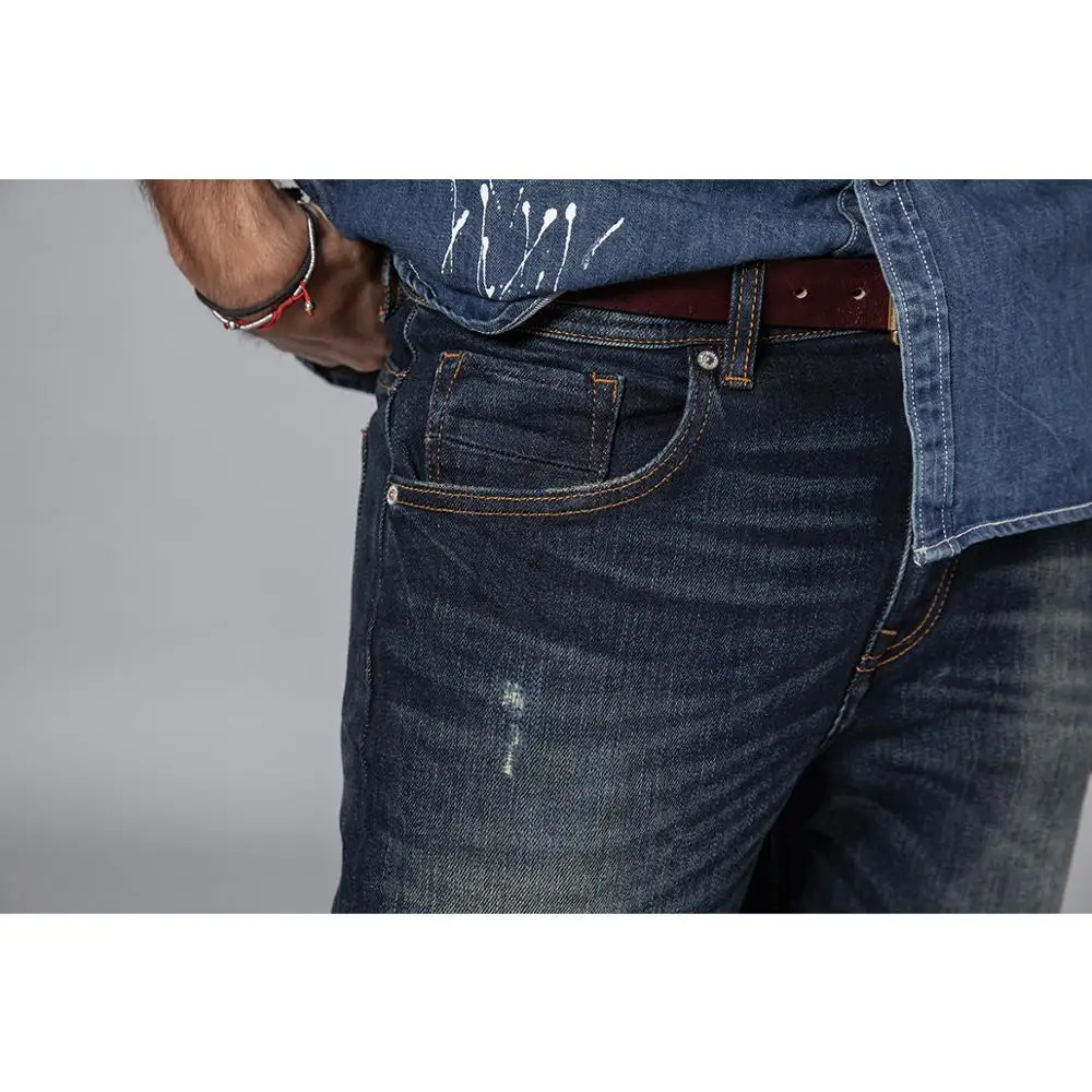 Демисезонные мужские джинсы SIMWOOD рваные джинсовые брюки 2019 облегающие штаны из