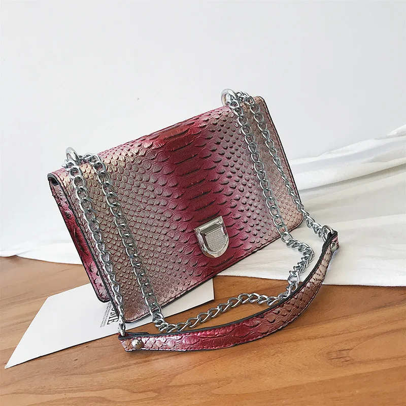 Retro Alligator Handbag Fashion Women Hasp Chain Messenger Bags Clutch Wedding Party Purse Slung Flap Small Square Bag