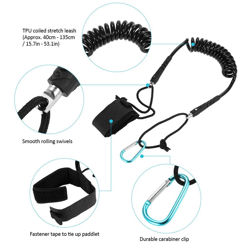 

Kayak Leash Elastic Coiled Paddle Leash for Kayak Canoe Rowing Boat Safety Rod Leash Lanyard Kayak Accessories Stretch to 4 Feet