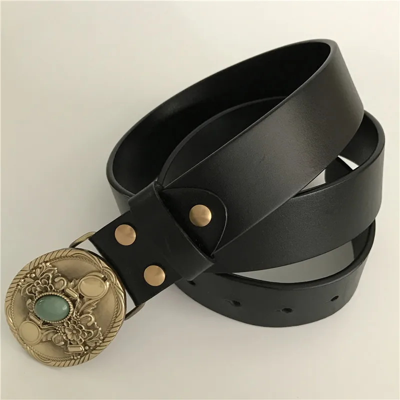 Retail 2018 New High Quality Oval Solid Brass Buckle Genuine Leather Luxury Men Belt Western Cowboy Belts Jeans accessories | Аксессуары