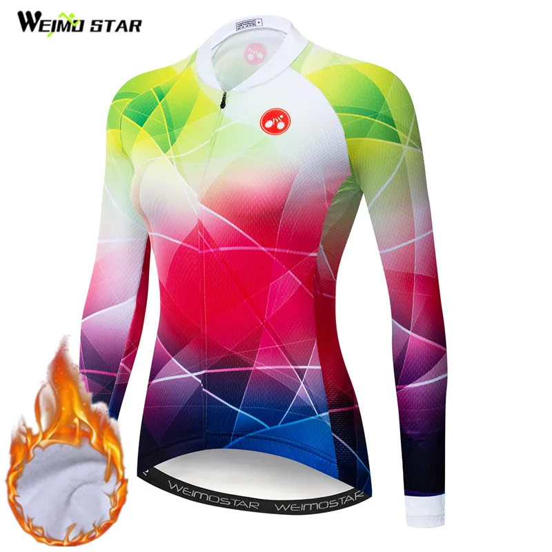 

Weimostar Pro Team Thermal Fleece Cycling Jersey Women Winter Warm MTB Bike Jersey Top Windproof Bicycle Clothing Cycling Wear