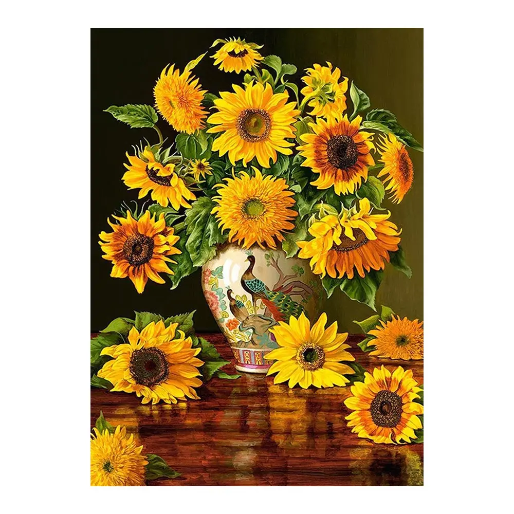 

Ваза для цветов с подсолнухами, алмазная картина, круглая, полная дрель, 5D Nouveaute, сделай сам, мозаика, вышивка крестиком, домашний декор, подар...