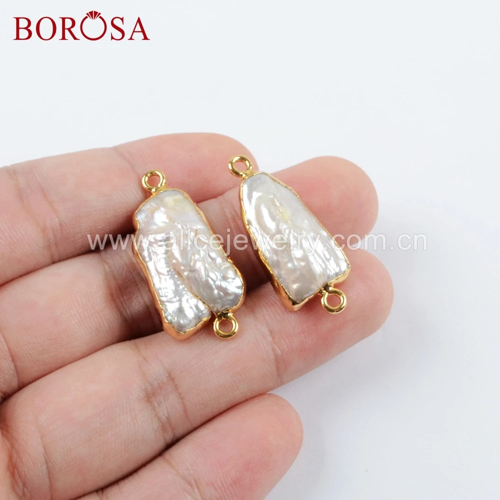 BOROSA 10 шт Золотой Цвет бесплатная ФОРМА натуральный белый жемчуг соединитель