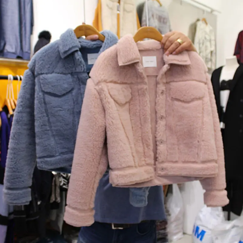 2016 Новый Дизайн Осень Зима S ~ XL Теплые Твердые Розовый Серый Ягнят Шерсть