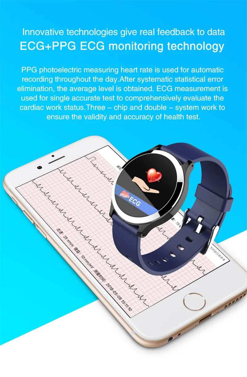 Interpad Android iOS смарт часы Поддержка ЭКГ PPG кровяное давление монитор сердечного ритма Smartwatch для huawei lenovo Xiaomi телефон