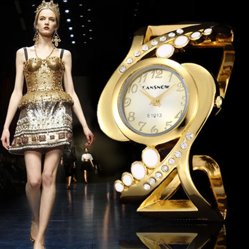 

2021 New Fashion Women Gold Bracelet Bangle Rhinestone Wristwatch Ladies Luxury Casual Quartz Watches Relogios Feminino Relojes