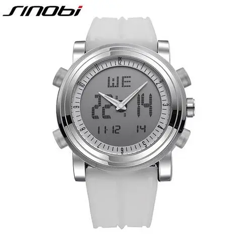 11S9368G01 Бренд SINOBI, спортивные мужские наручные часы с хронографом, Цифровые кварцевые часы с двойным механизмом, водонепроницаемые мужские часы для дайвинга - Цвет: 11S9368G01