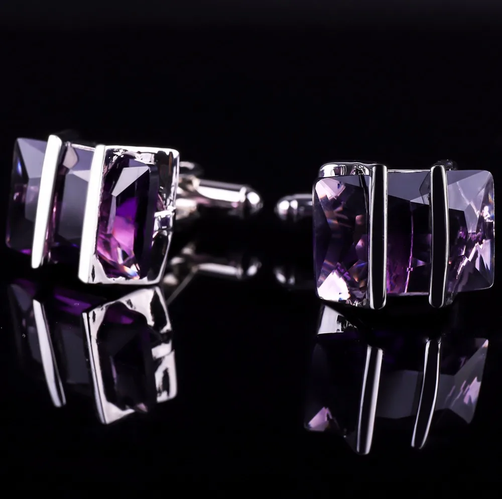Fashion gorgeous cufflinks for mens red crystal zircon silver metallic luxury brand upscale French shirt button cuff links party | Украшения