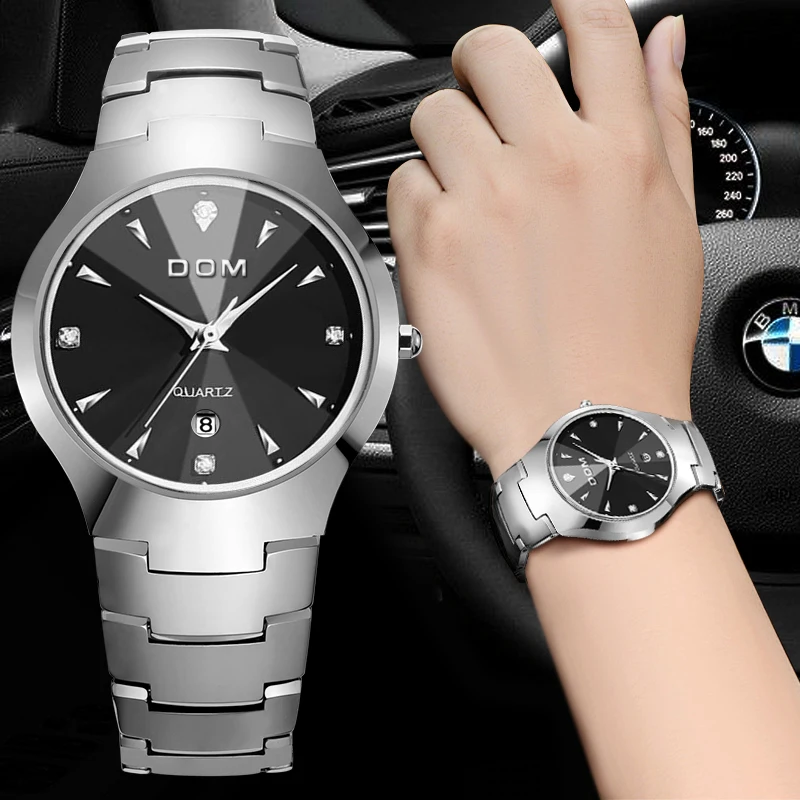 DOM мужские часы модные из вольфрамовой стали водонепроницаемые кварцевые W 698