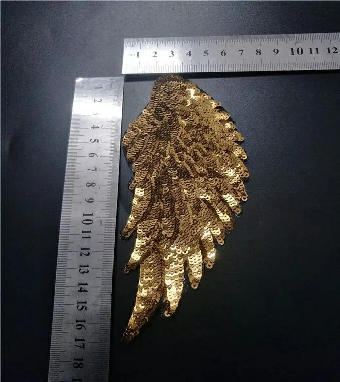DD 2 пары блесток значок Wings ткань железо на патчи золото/серебро/красный/черный/синий вышивка аппликация DIY украшения блестки патч