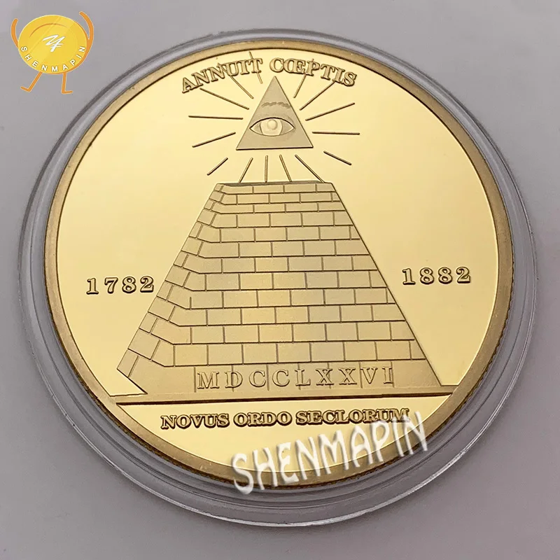 1782 1882 Novus Ordo Seclorum памятная монета Пирамида один открытый глаз вызов США Свободный