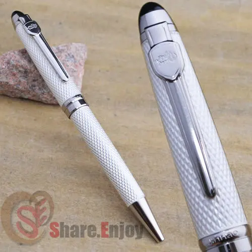 Шариковая ручка Jinhao 163 белая и серебряная сетка|ballpoint pen|jinhao 163pen executive |