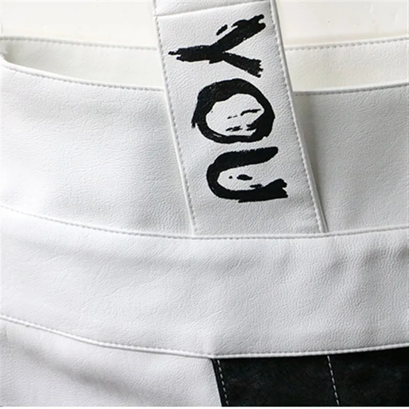 Летние Новые шорты из искусственной кожи женские модные на одно плечо с