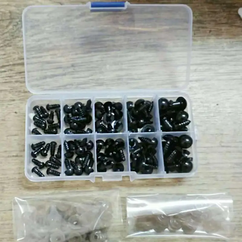 Черные пластиковые глаза для обеспечения безопасности 100 шт. 6 12 мм плюшевого