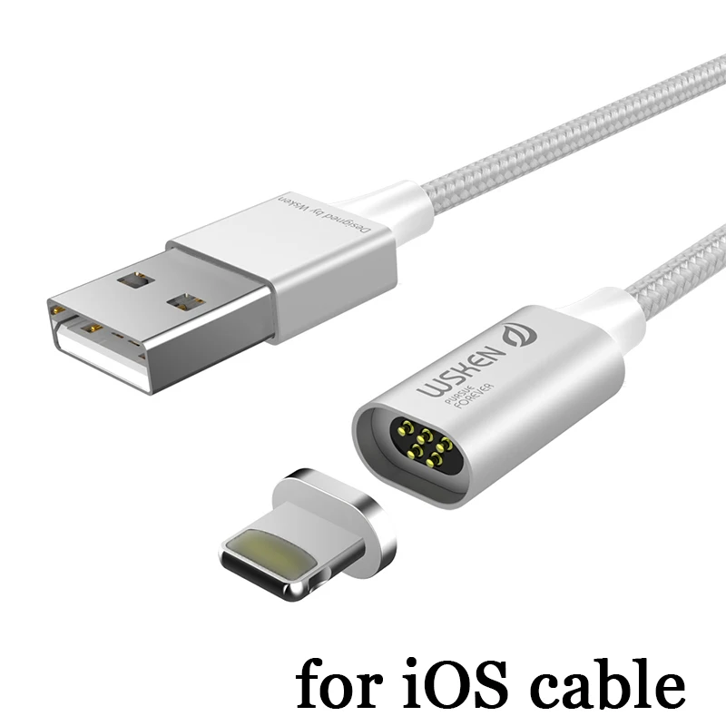 for apple cable Магнитный кабель WSKEN lite2 с разъемом для быстрой зарядки, Магнитный зарядный кабель для телефона для iPhone X 8 7 6 5, usb-кабель для iPad, 1 м - Цвет: for apple cable