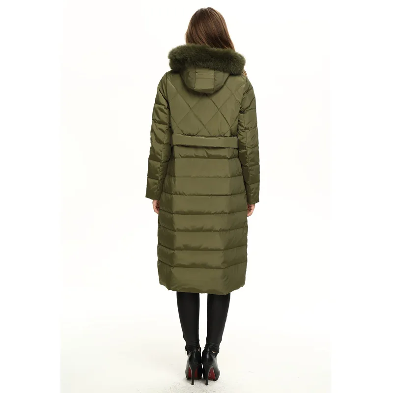 Модный женский пуховик MissFoFo 2017 пальто на белом утином пуху с карманами молнии