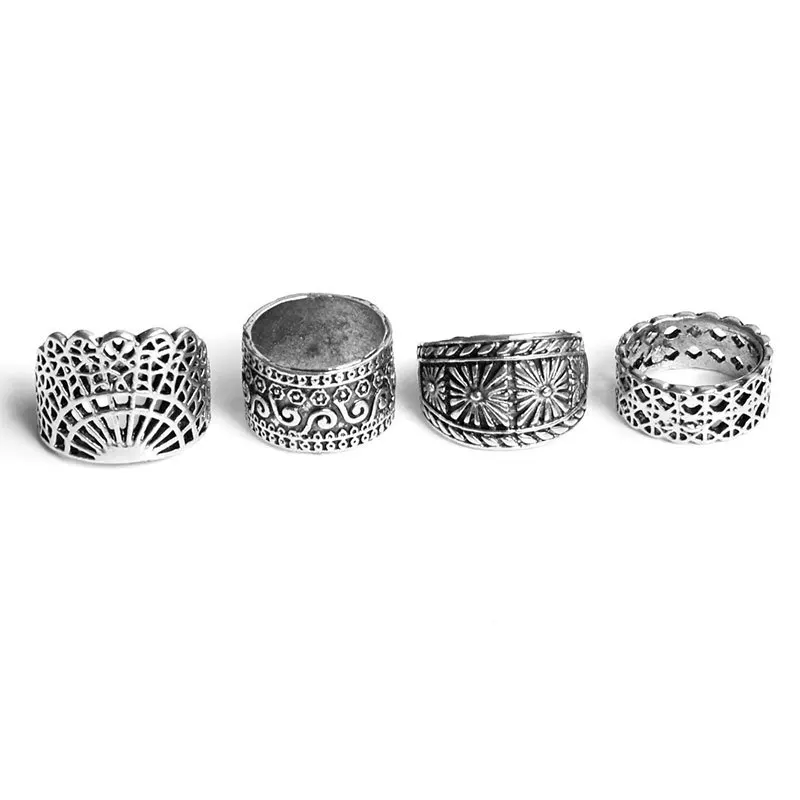 JR0053 silver (4pcs) Yidensy, модные кольца, наборы, богемный стиль, полые, лебедь, лось, белка, животное, кольцо, геометрические кольца на кончик пальца, кольца средней длины для женщин, вечерние ювелирные изделия - Цвет основного камня: JR0053 silver (4pcs)