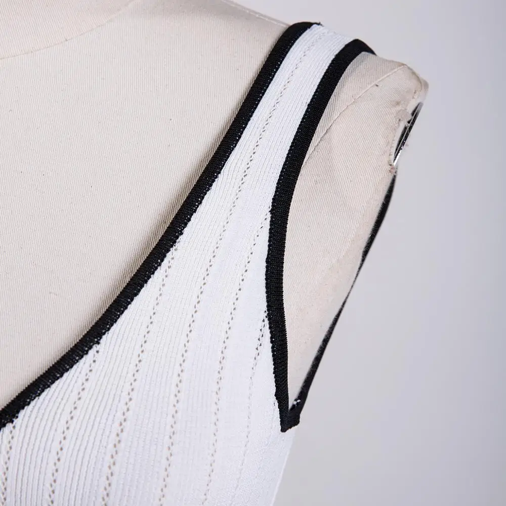 Новинка 2019 года летний облегающий Трикотажный жилет без рукавов с v образным