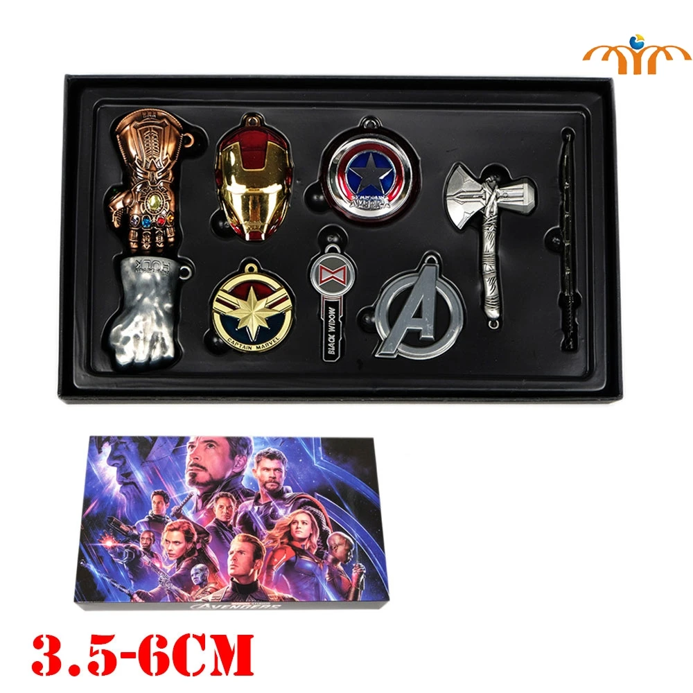 9pcs/set Avengers: Endgame Iron Man Key Holder Alloy Keychains Box Set Bag Charm for Men Women Ring Gifts Keychain Organizer |