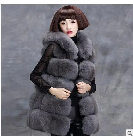 Женский Длинный жилет из искусственного лисьего меха Размеры S/6Xl|vest female|fur vestfemale