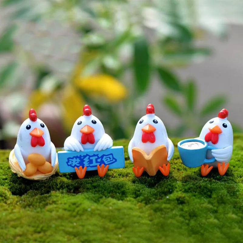 Miniature Chicks figurine Decor Mini Fairy Garden cartoon character figure statue Model anime Resin craft ornaments DW-S-098 | Дом и сад