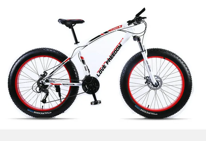 Love Freedom Bысокое качество Горный велосипед 26*4.0 Fatbike 7/21/24/27 Скорость амортизатор велосипеды жирные шины Снегоход Двойные дисковые тормоза велосипеда
