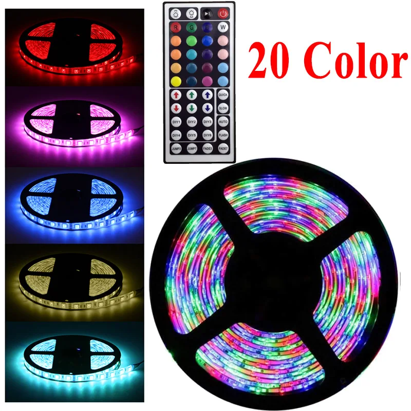 20 цветов RGB Светодиодная лента 220 В светильник 5050 2835 10 м 5 м 20 м светодиодный светильник rgb светодиодный s Лента Диодная лента гибкий контроллер адаптер 12 в комплект