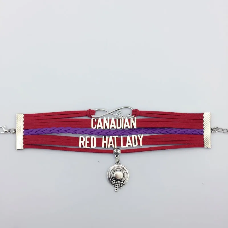 Infinity Canadina красная шляпа леди Canadina розовая шляпа леди кожаный браслет красный фиолетовый шнур