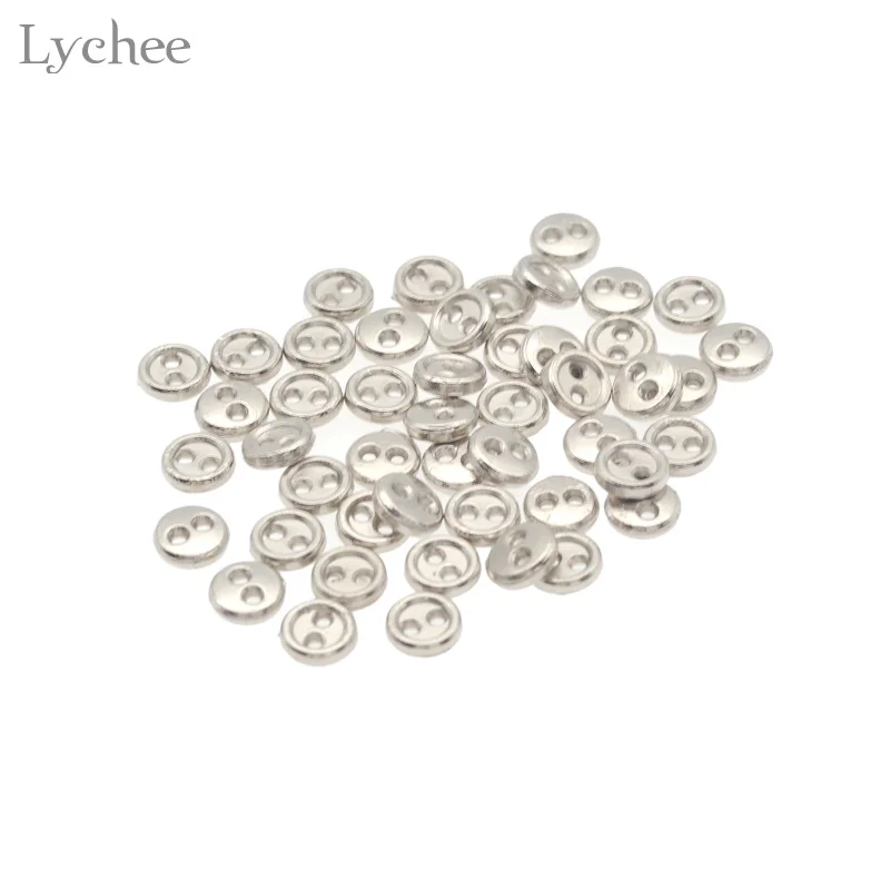 Lychee Life 50 шт. 5 мм Мини пуговица для куклы DIY Ручная работа швейная с 2 отверстиями