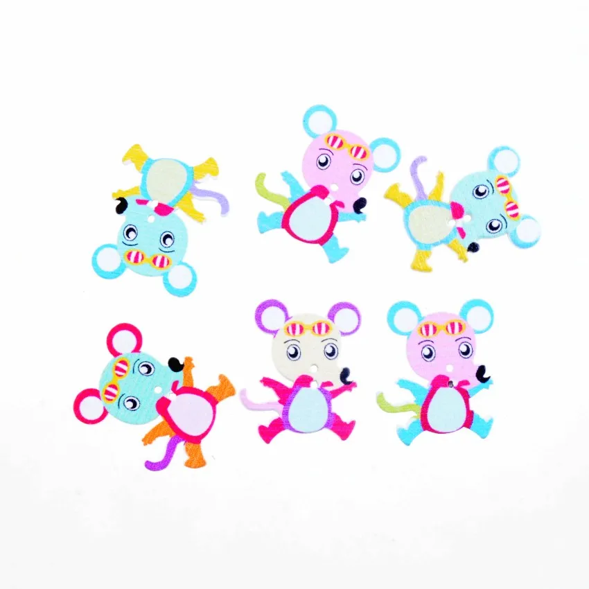 Бесплатная доставка 50 шт. случайные смешанные прекрасные Мышь Стиль 2 отверстия