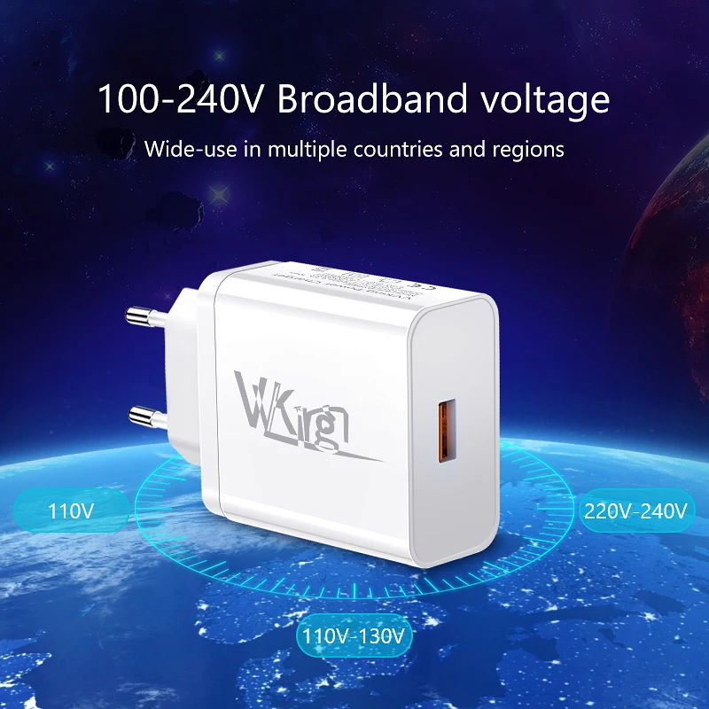 Быстрое зарядное устройство USB VVKing Быстрая зарядка 3 0 QC3.0 штепсельная вилка EU US