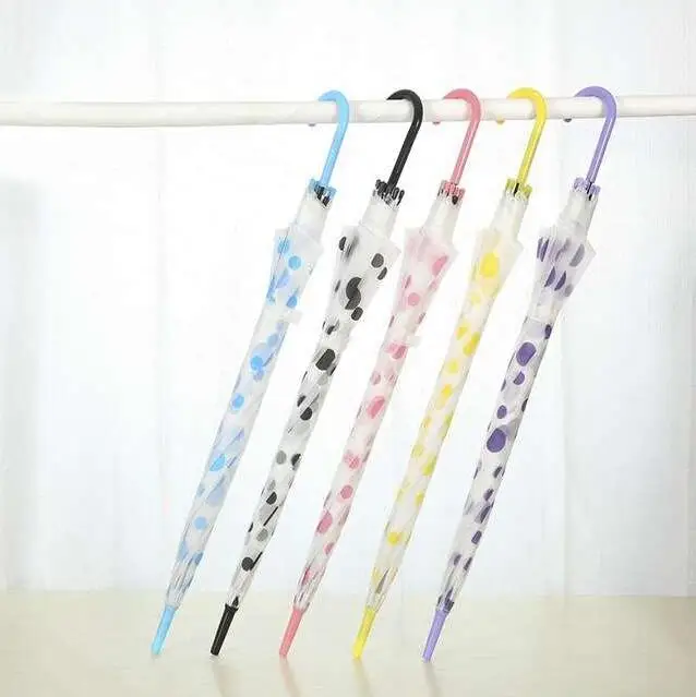 50PCS Sunny Rainny Transparent Multicolor Dot Printed Umbrellas Clear PVC Long Handle Rainproof | Дом и сад