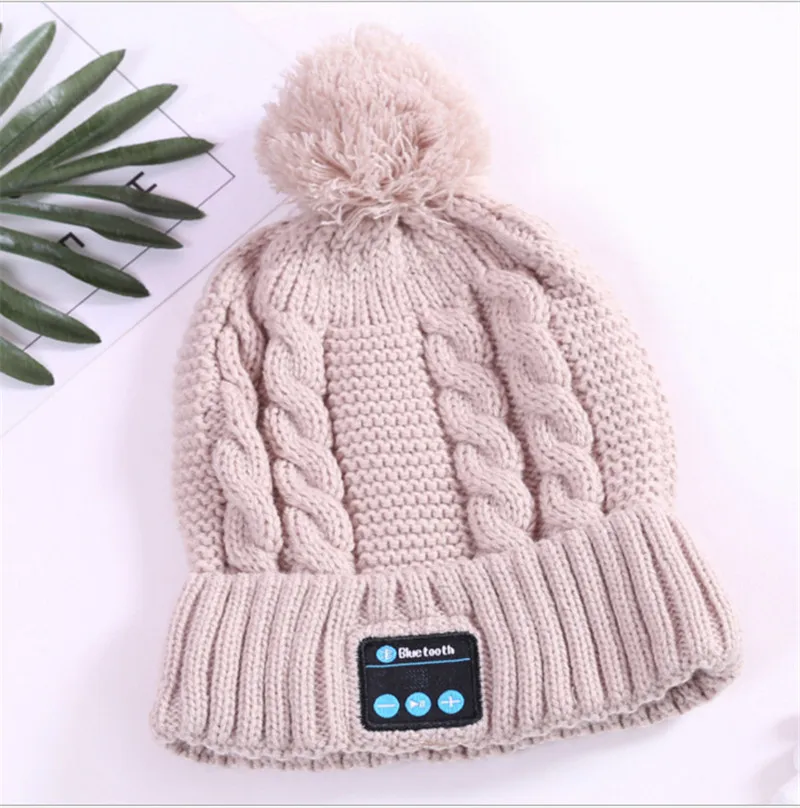 Беспроводная Bluetooth шапка умная зимняя теплая наушники динамик с микрофоном для