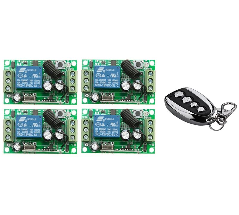 

DC12V 7A 1CH RF Беспроводная система дистанционного управления светом 55*32*16 мм 4 * приемник и 1 * Передатчик