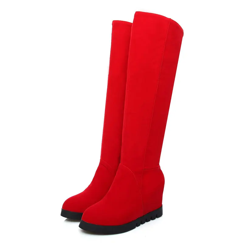 Tangnest/женские сапоги до колена новые из флока женские высокие увеличивающие рост