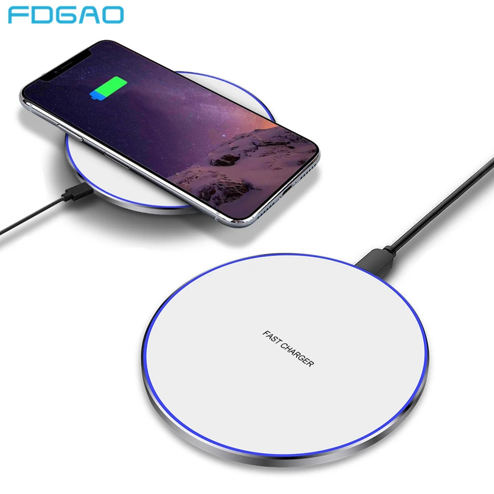 Беспроводное зарядное устройство Fdgao Qi для iPhone 11 Pro XS Max XR X 8 samsung S10 S9 S8 Note 10 9 USB Quick Charge 3,0 10W быстрая зарядка