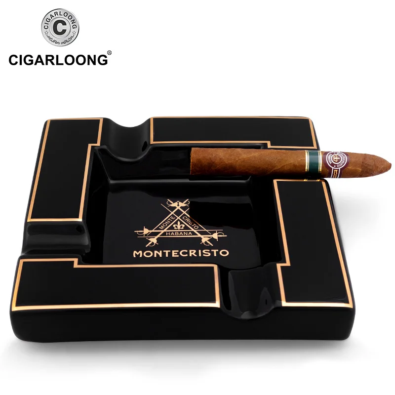 CIGARLOONG Cigar Ashtray Large Ceramic Ashtray Living Room Creative Personality 4 Slot Ashtray Holder CLG-0394