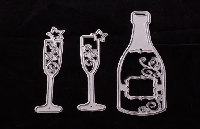 3 шт./лот трафареты для резки металла в виде стаканчиков и бутылок скрапбукинга