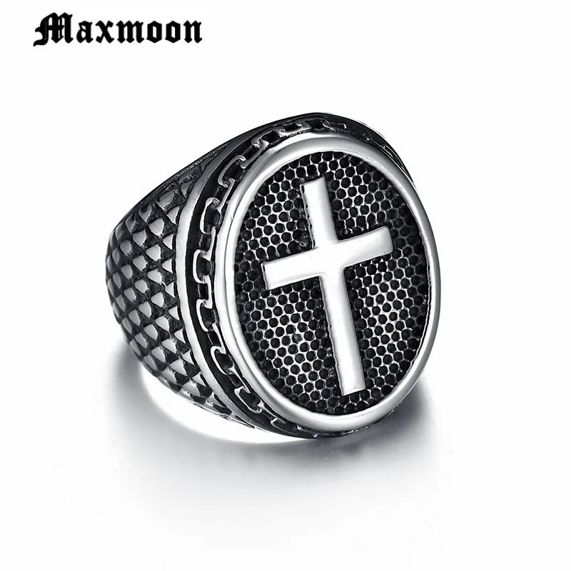 Maxmoon Knight Templar Crusaders логотип мужские кольца перстни крест титановая сталь