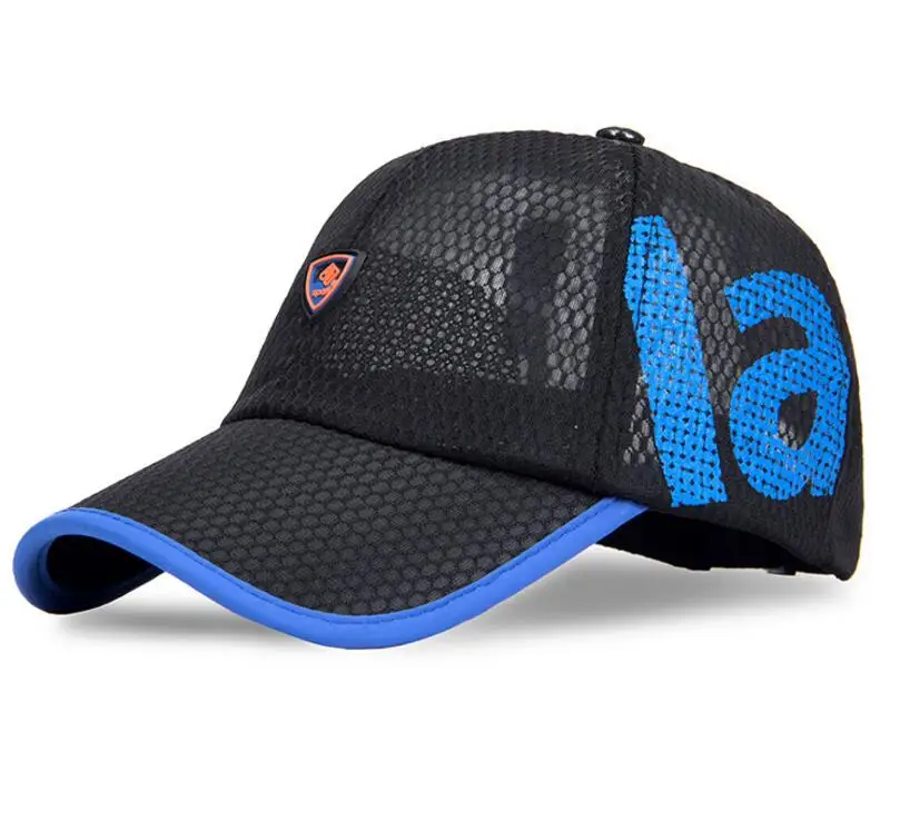 Q259 Black plus Blue Летние спортивные кепки с защитой от ультрафиолета, спортивные дышащие кепки с сеткой для улицы,, бейсбольные кепки с регулируемым козырьком от солнца для бега для мужчин и женщин - Цвет: Q259 Black plus Blue