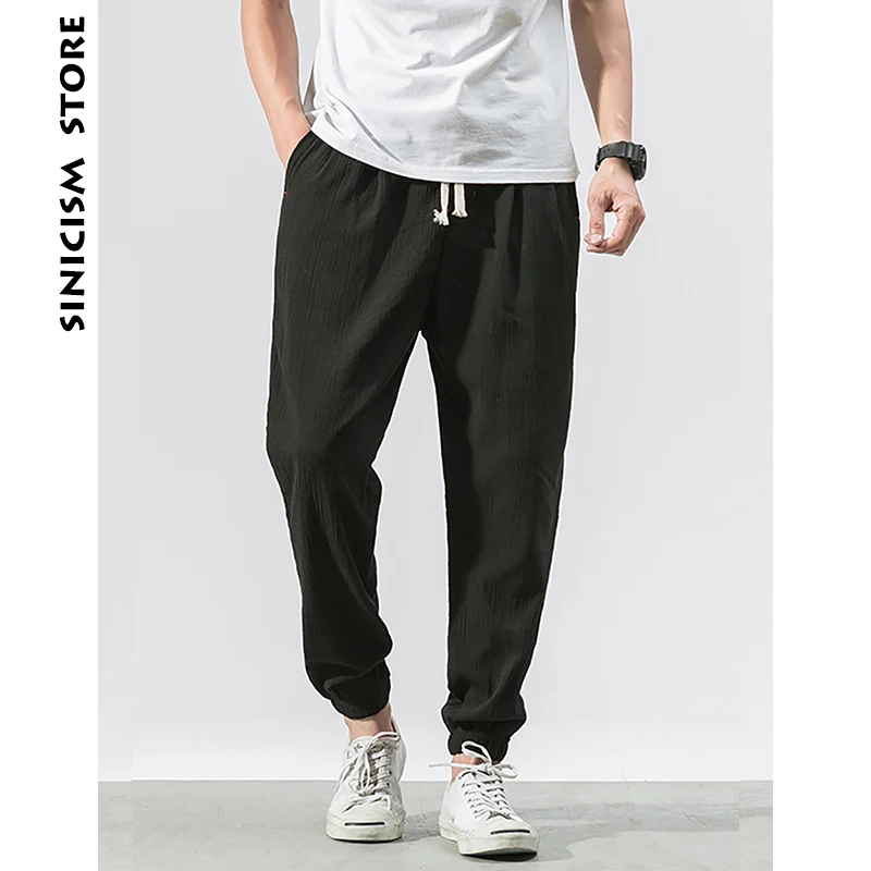 

MrGoldenBowl 5XL Linen Harem Pants Mens Jogger Pants 2023 Male Casual Autumn Track Pants Fitness Plus Size Solid Color Trousers